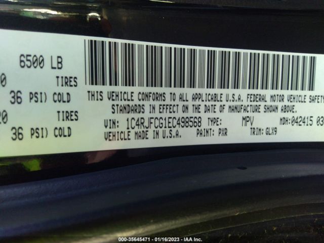 1C4RJFCG1EC498568 Jeep Grand Cherokee Overland