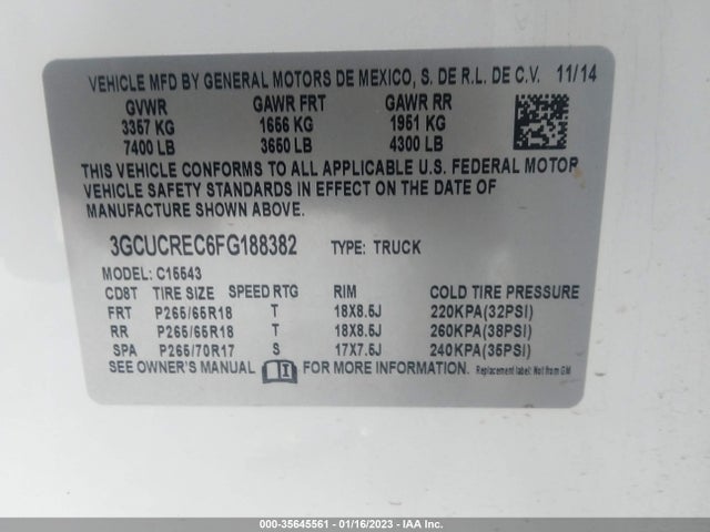 Chevrolet Silverado 1500 Lt 2015 3GCUCREC6FG188382 Image 9