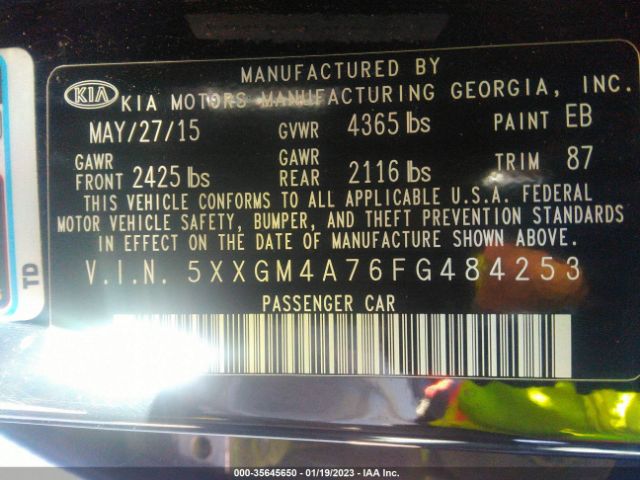 5XXGM4A76FG484253 KIA Optima Lx