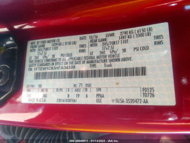 1FTEW1C83HFA34339 Ford F-150 Xl/xlt