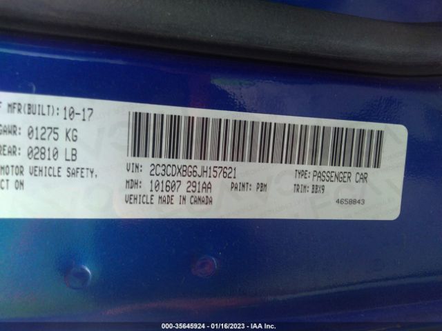 2C3CDXBG6JH157621 Dodge Charger Sxt