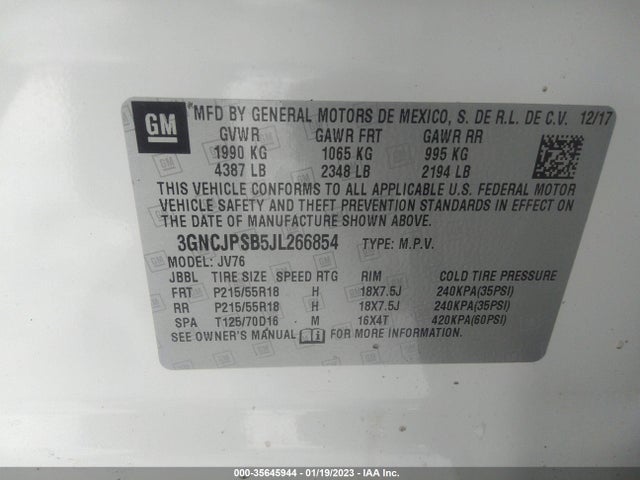 Chevrolet Trax Lt 2018 3GNCJPSB5JL266854 Image 10