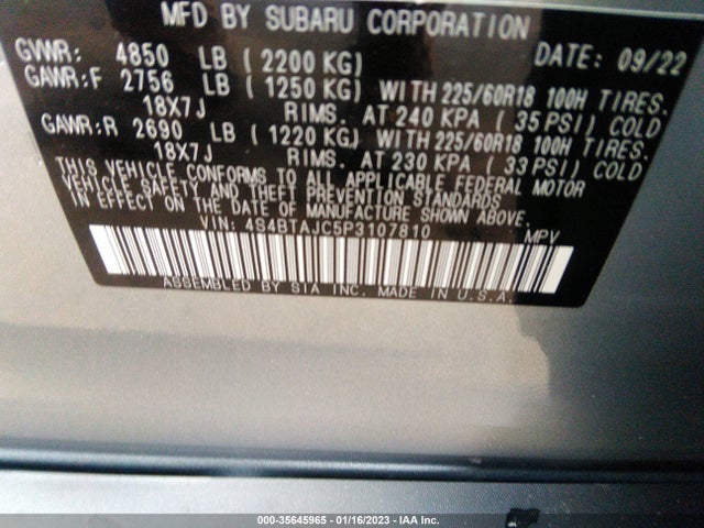 2023 Subaru Outback, VIN: 4S4BTAJC5P3107810