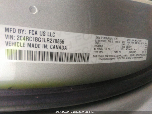 Chrysler Pacifica Touring L 2020 аукцион фото