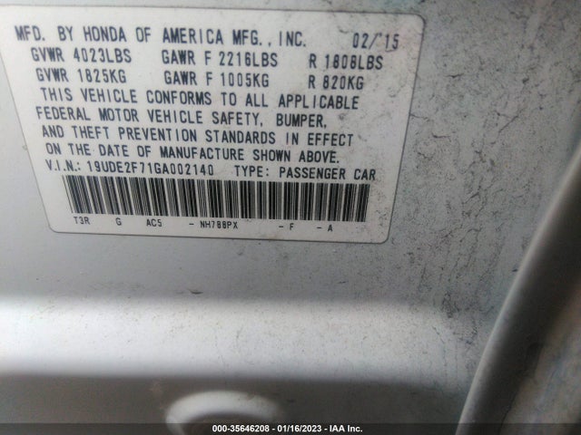 Acura Ilx W 2016 19UDE2F71GA002140 Image 9