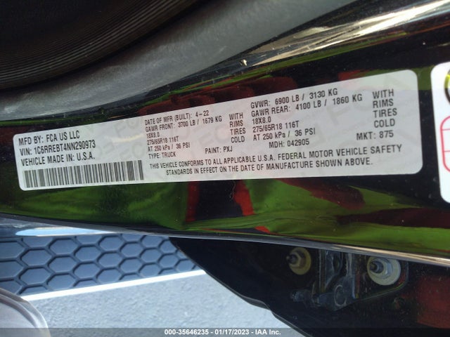 2022 Ram 1500, VIN: 1C6RREBT4NN290973