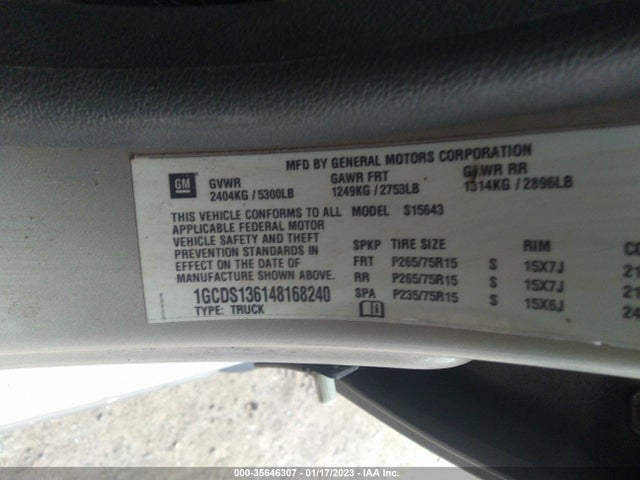 2004 CHEVROLET COLORADO 1SE LS Z71 VIN: 1GCDS136148168240
