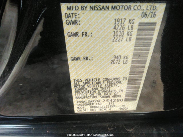 Nissan Altima 2.5 S 2016 1N4AL3AP7GC254280 Image 9