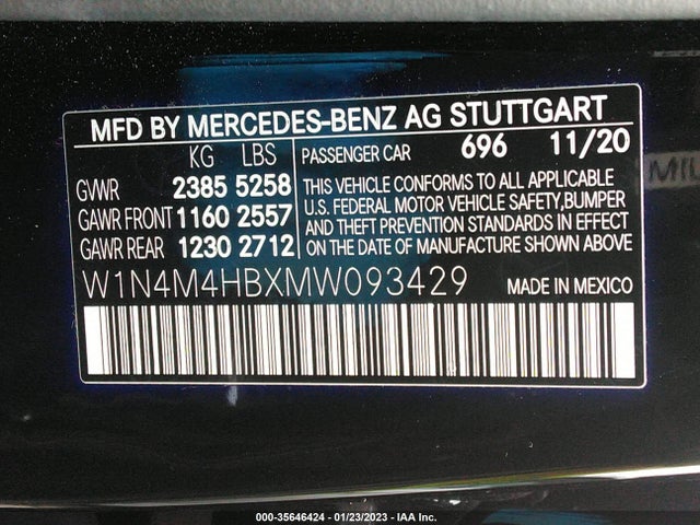 W1N4M4HBXMW093429 Mercedes-Benz Glb Glb 250