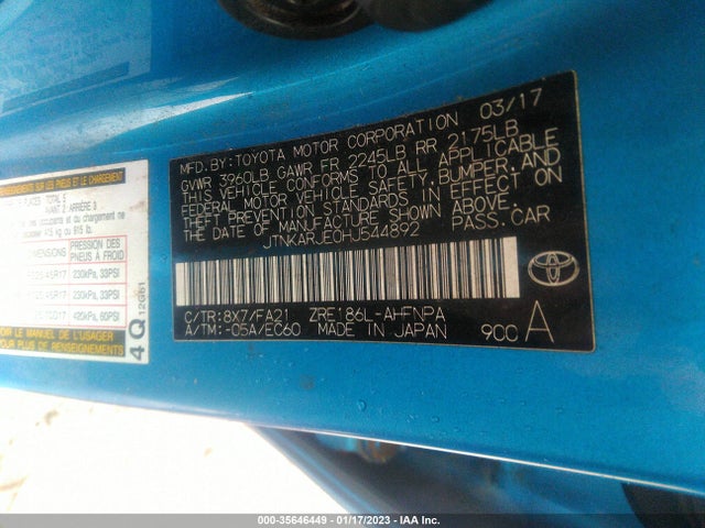 Toyota COROLLA IM 2017 JTNKARJE0HJ544892 Image 10