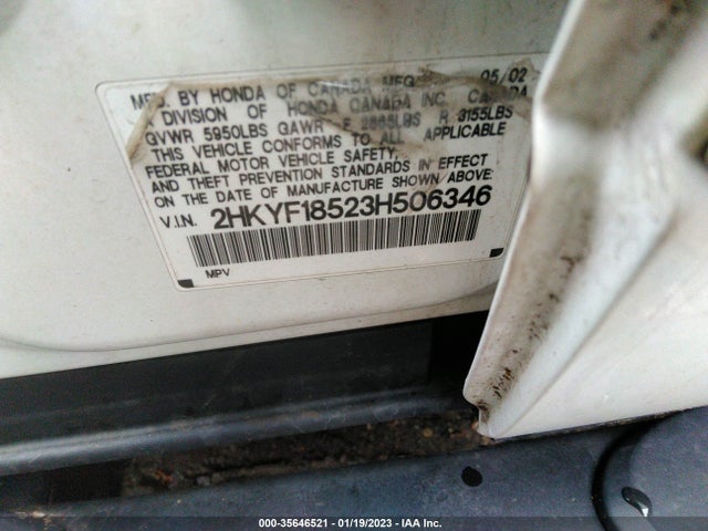 2003 HONDA PILOT EX VIN: 2HKYF18523H506346
