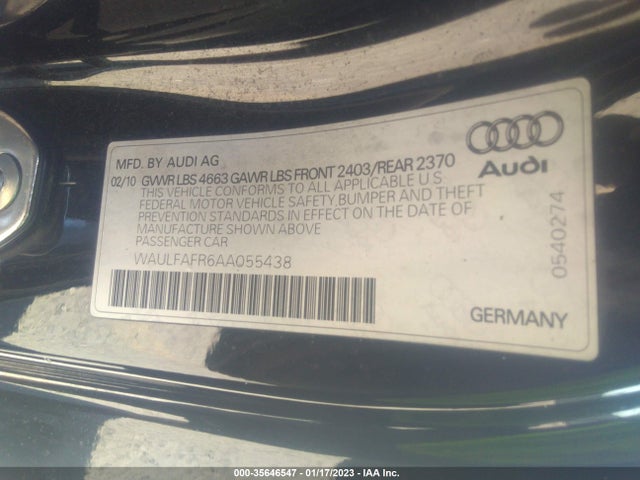 Audi A5 2.0l Premium Plus 2010 WAULFAFR6AA055438 Image 10
