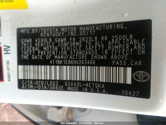 2017 Toyota Avalon, VIN: 4T1BK1EB6HU263466
