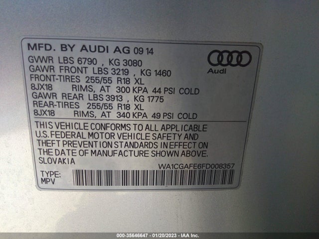 WA1CGAFE6FD008357 Audi Q7 3.0t Premium