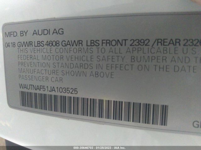 WAUTNAF51JA103525 Audi A5 Coupe Premium Plus