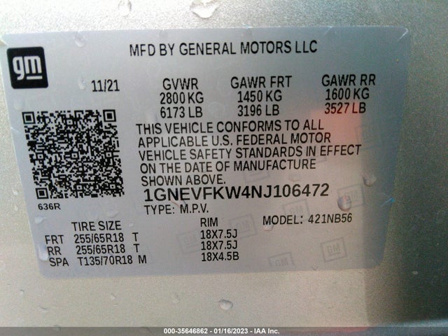 Chevrolet Traverse Ls 2022 1GNEVFKW4NJ106472 Image 9