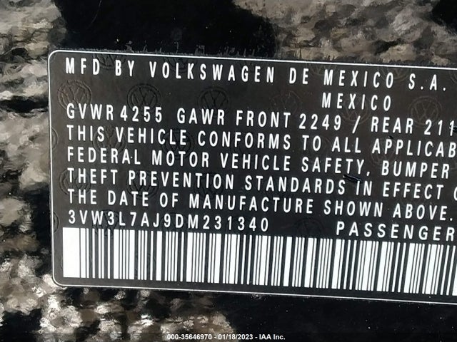 3VW3L7AJ9DM231340 Volkswagen Jetta Sedan Tdi