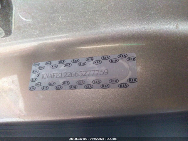 2006 KIA SPECTRA EX/SX/LX VIN: KNAFE122665277759