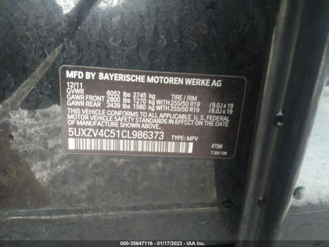 5UXZV4C51CL986373 BMW X5 35i