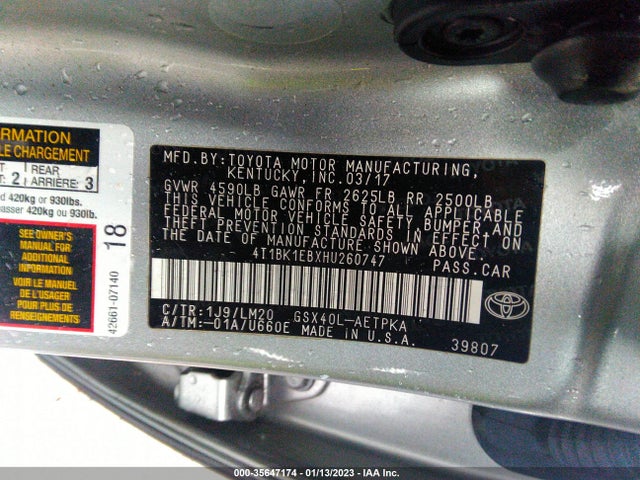 2017 Toyota Avalon, VIN: 4T1BK1EBXHU260747