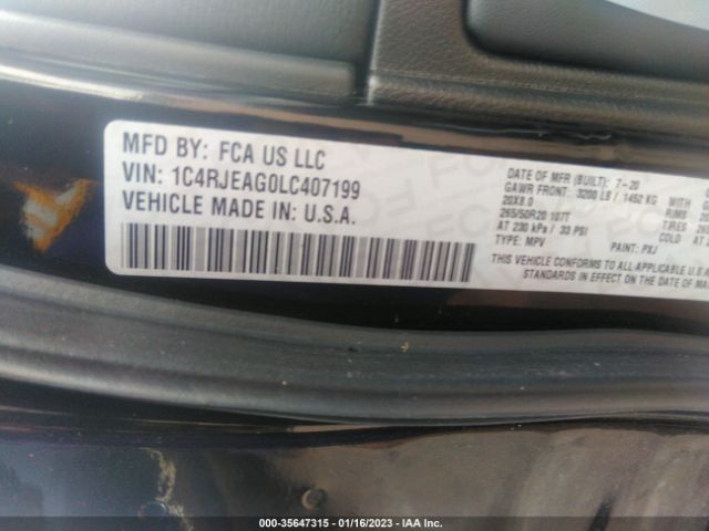 1C4RJEAG0LC407199 Jeep Grand Cherokee Altitude