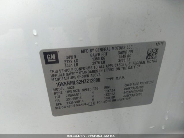 GMC ACADIA SLT 2017 1GKKNMLS2HZ212800 Image 9