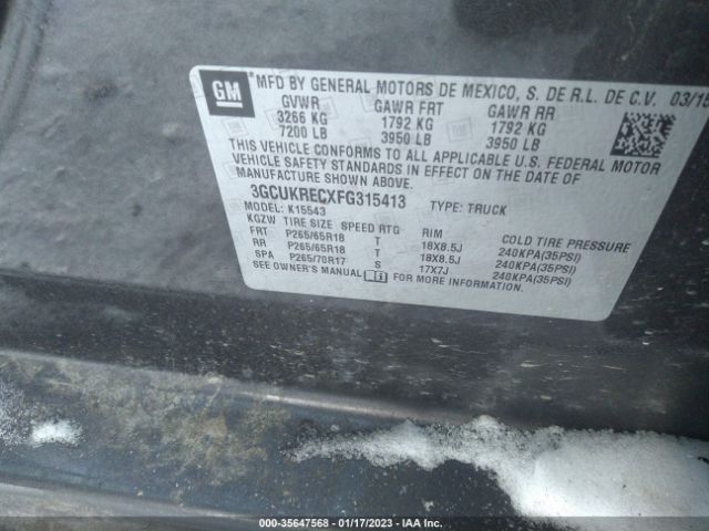 3GCUKRECXFG315413 Chevrolet Silverado 1500 1lt