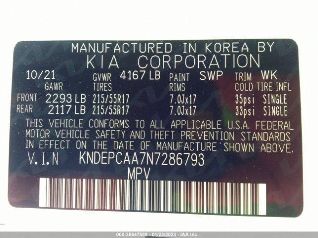 KNDEPCAA7N7286793 KIA Seltos Lx