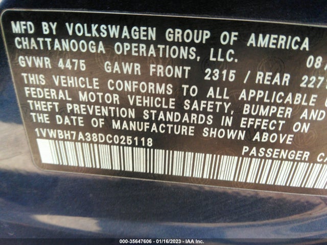 1VWBH7A38DC025118 Volkswagen Passat Se W/sunroof & Nav