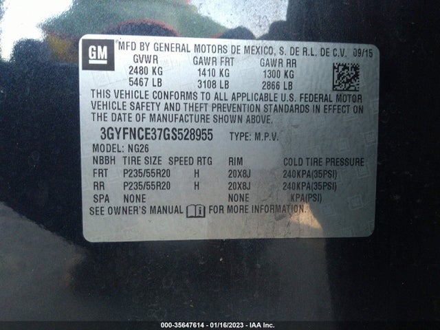 Cadillac Srx Performance Collection 2016 3GYFNCE37GS528955 Image 9