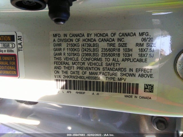 Honda CR-V 2020 2HKRW2H80LH655858 Image 10