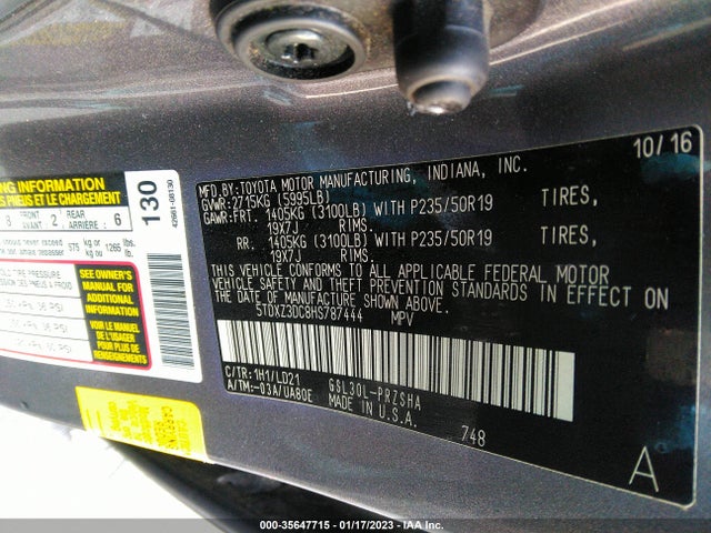 2017 Toyota Sienna, VIN: 5TDXZ3DC8HS787444
