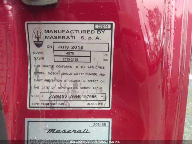 2017 Maserati Granturismo, VIN: ZAM45VLA9H0197956