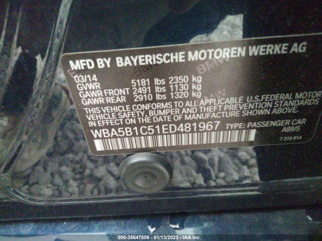 BMW 5 Series 535i 2014 WBA5B1C51ED481967 Image 9