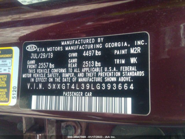 5XXGT4L39LG393664 KIA Optima Lx