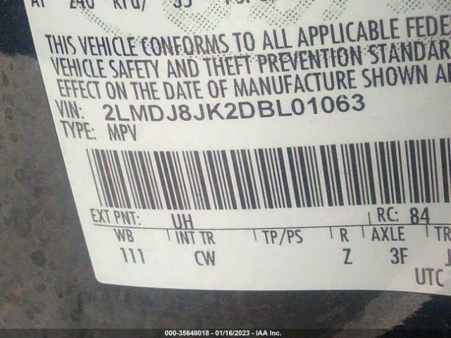 2LMDJ8JK2DBL01063 Lincoln MKX