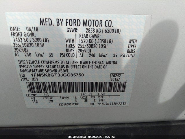2018 Ford Explorer, VIN: 1FM5K8GT3JGC85750