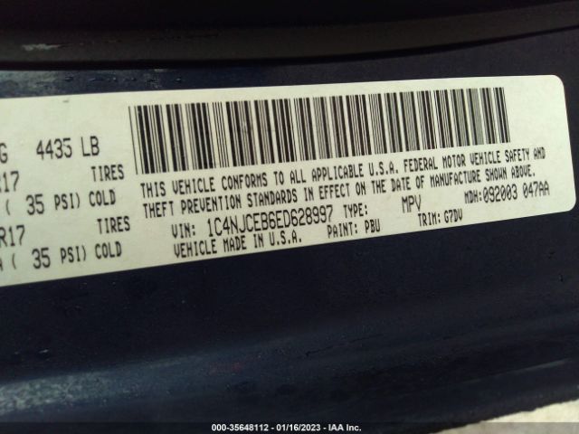 1C4NJCEB6ED628997 Jeep Compass Latitude
