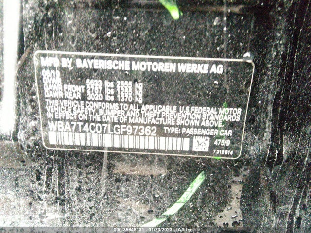 BMW 7 Series 740i Xdrive 2020 аукцион фото