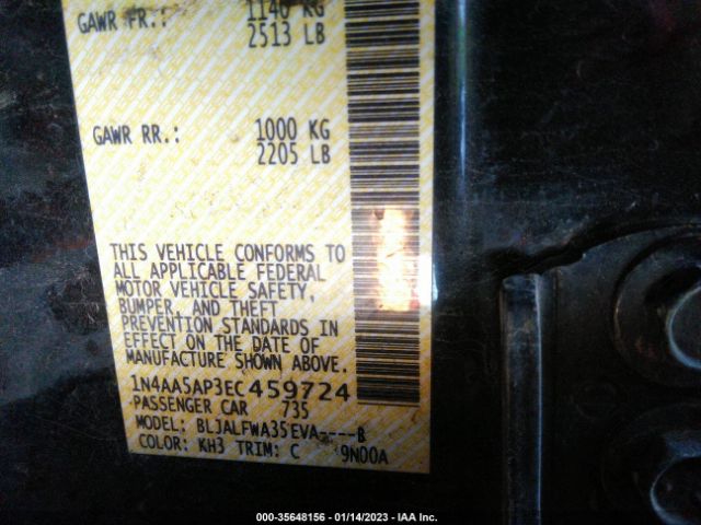 1N4AA5AP3EC459724 Nissan Maxima 3.5 Sv