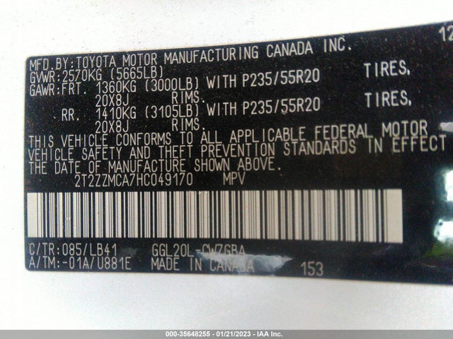 2T2ZZMCA7HC049170 Lexus Rx Rx 350