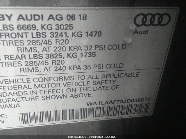 Audi Q7 2018 WA1LAAF73JD049010 Image 9
