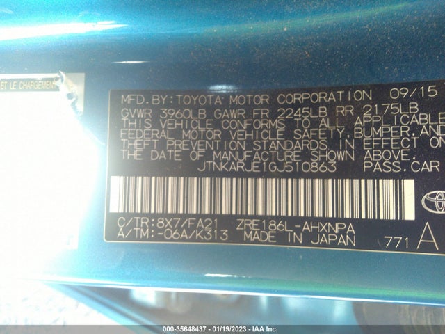 2016 Scion IM, VIN: JTNKARJE1GJ510863