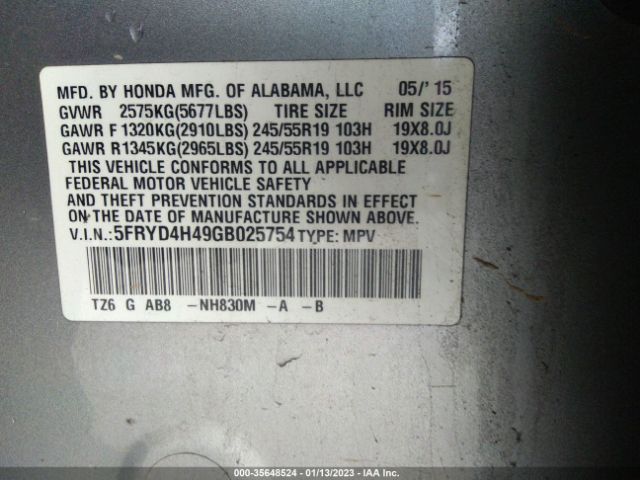 5FRYD4H49GB025754 Acura Mdx W/tech/w/tech