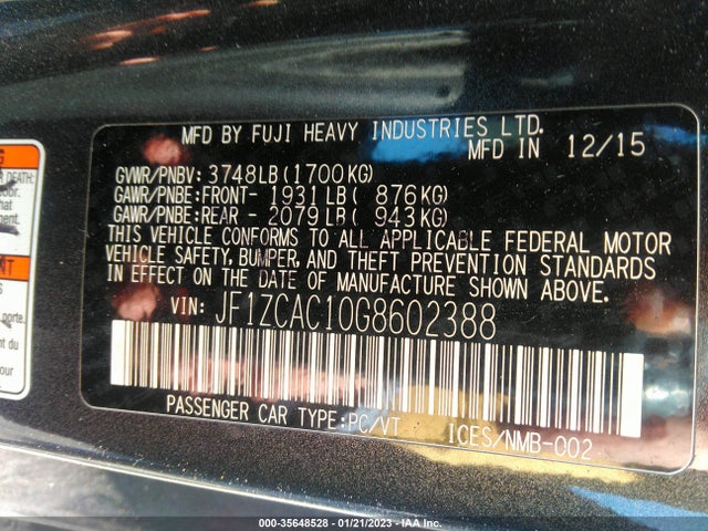 2016 Subaru BRZ, VIN: JF1ZCAC10G8602388