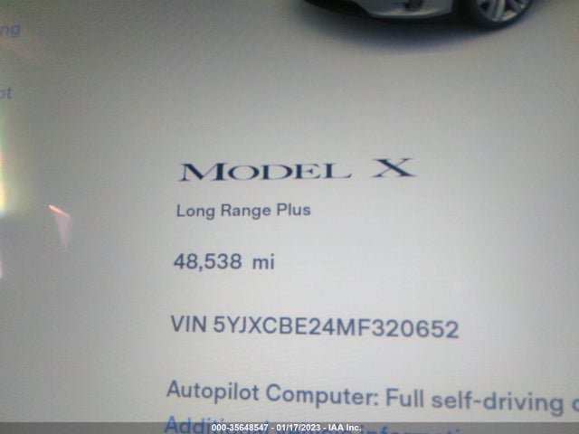 2021 Tesla Model X, VIN: 5YJXCBE24MF320652
