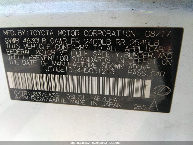 JTHBE1D24H5031213 Lexus Is Is 350