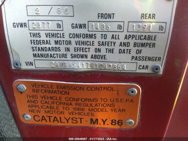 ZARBA5417G1043864 Alfa Romeo Veloce