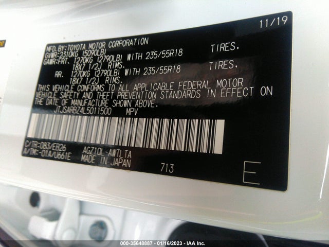 JTJSARBZ4L5011500 Lexus Nx Nx 300 F Sport
