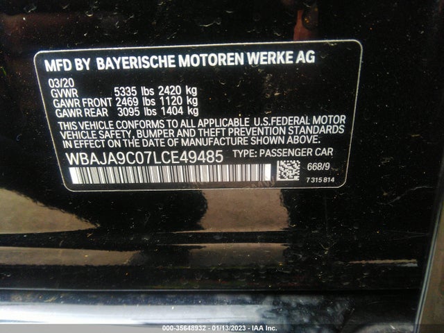 BMW 5 Series 530e Iperformance 2020 аукцион фото
